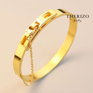 Therizo French Luxury Design Titanium Steel18k Gold Plated Chain Tassel Buckle Bracelet Gelang Tidak Berkarat
