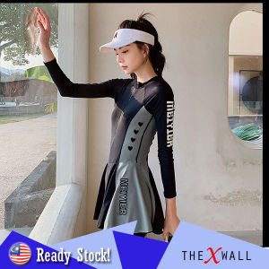 [M - XXL ] Woman black swimsuit skirt women swimming suit one piece swimwear beachwear sport baju renang skirt