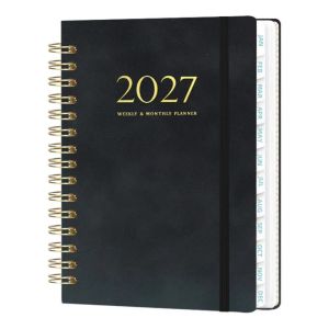 CSQ63 Lightweight 2027 Weekly Planner Tab Divided Thick Pages Spiral Planner Schedule Scheduler Spiral Bound A5 Agenda Notebook Work
