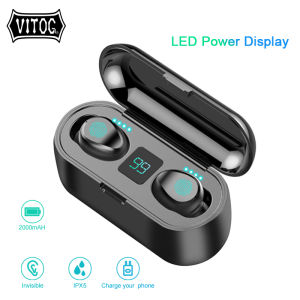 VITOG True Wireless Headphones Bluetooth  Earphone TWS HIFI Mini In-ear earbuds Sports Running Music gaming Headset LED Display Noise Canceling with microphone for xiaomi Redmi huawei oppo vivo sony samsung Airdots Android Mobile Phone