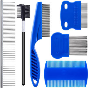 6-pack Pet Flea Comb SetStainless Steel Gentle Combs for Grooming Dogs and Cats Of All Sizes