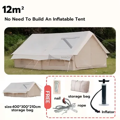 Magic Pocket Air Inflatable Polyester Tent Outdoor Camping Large Area Air Pump Family Multi Person Hut Tent