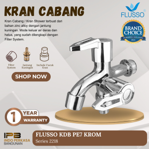 FLUSSO Kran Cabang | Keran Shower Cabang 2 Kran Double Kamar Mandi drat 1/2 I 595