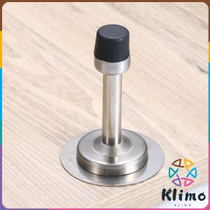 KLIMO Stainless Steel Rubber Door Stopper Free Punching Wall Mounted Silver Black Door Stopper Anti-collision Door Plug