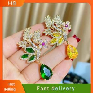 HB Exquisite Rhinestone Wheat Ear Brooch For Women Fashion Water Droplets On Leaves Shape Brooch Clothing Cheongsam Accessories