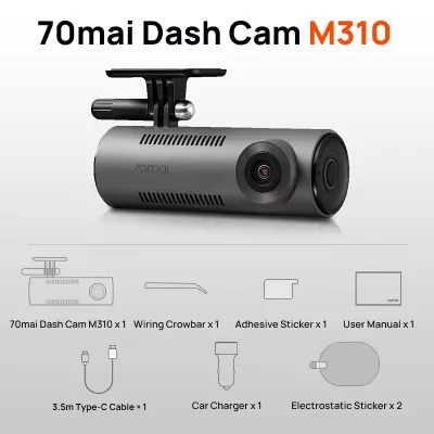 70mai M310 Dash Cam dengan resolusi QHD 2K sudut pandangan 130° kawalan suara & aplikasi
