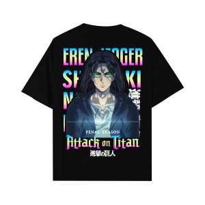 CallOut | Kaos Anime Attack on Titan Karakter Eren Yeager Sablon Reflektif Rainbow Bahan Cotton Combed 24s High Quality
