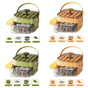 Reusable Press Type Ice Box with Lid and Bin Plastic Ice Maker Refrigerator Ice Mold For Coffee & Easily to Use