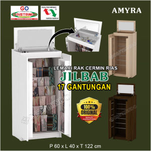 Distrindo - Lemari Rak JILBAB + CERMIN RIAS LIPAT dengan tempat Kosmetik Tebal Mewah