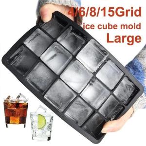 15 Grid Big Ice Tray Mold Food Grade Silicone Ice Cube Square Tray Mold DIY Ice Maker Ice Cube Tray