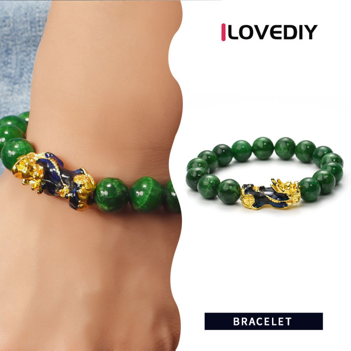 [ILOVEDIY] Pixiu Bracelet Green Stone Beads Couple Energy Bracelet Bring  Lucky Brave Wealth Feng Shui Bracelets for Women Men Lazada PH