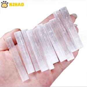 【N2HAO】 10pcs Natural Selenite Rough Stick Crystal Wand Minerals Specimen Healing Stone