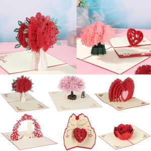 【Ready Stock/COD】1Pcs Birthday Anniversary Blessing Card Pop Up Gift With Envelope Thank You Cards Greeting Cards