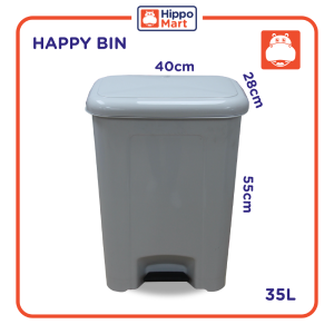 HAPPY Dustbin | 25L 35L | Pedal Waste Bin | Plastic Dustbin | Kitchen Dustbin