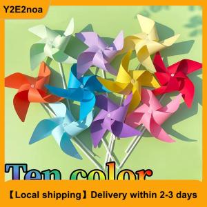 【Local shipping】 10Pcs Outdoor Handmade DIY Decorational Pinwheel Colorful 4 Leaves Paper Windmill For Yard And Garden