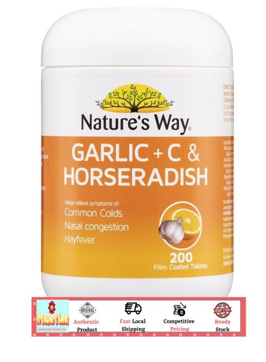 Nature's Way Garlic + C & Horseradish 200 Tablets (Expiry Date Aug 2025