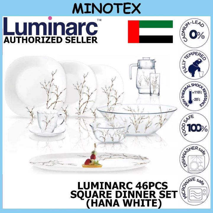 Luminarc Hana White 46 Pcs Dinner Set/ Luminarc Dinner Set/ Set