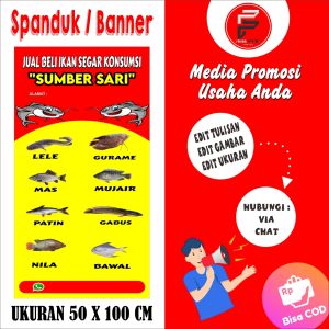 Spanduk Jual Ikan Segar / Banner Jual Ikan / Spanduk Jual Ikan Ukuran 50 x 100 cm