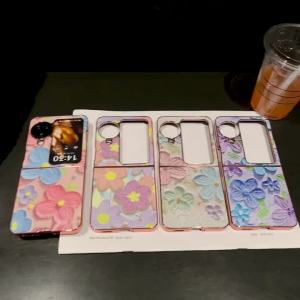 Ốp lưng hoa sơn mạ vàng sang trọng cho OPPO Find N3 Flip Find N2 Flip chống sốc vỏ cứng