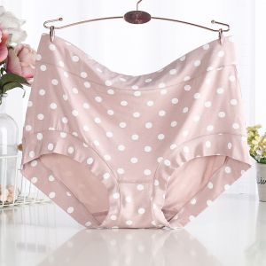 Yingbao กางเกงในผ้าฝ้ายเอวสูงขนาดพิเศษผู้หญิงลายจุดเล็ก