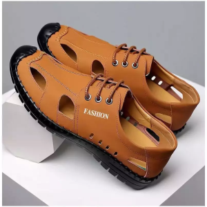 【Free Gift】Korean Fashion Sandals For Men Leather Sandals For Men Summer Breathable Beach Shoes Casual Rubber Shoes