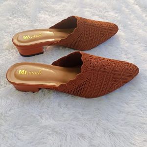 Sandal hak tahu 3 cm Wanita uper rajut imfort big size 36-45