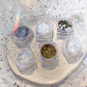 Set 6 hủ kim tuyến sequin chủ đề cho nail  Noel - giáng sinh lấp lánh