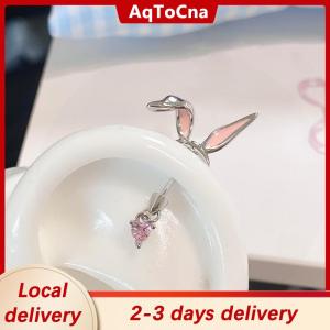 [COD] AqToCna Ship within 24 hours 1Pcs Cats Ear Shaped Flash Zircon Heart Cross Pendant Ear Bone Nail Earring For Women Trendy Body Piercing Accessories