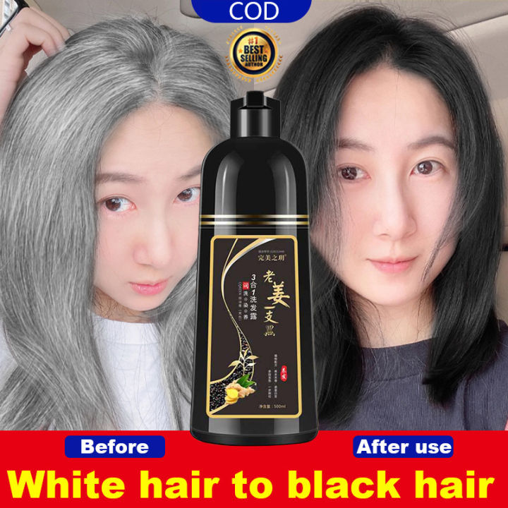 500ml black shampoo will turn your white hair/white hair black in 5 ...