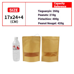 Kraft Window Bag | Matte Food Grade Zipper Pouch | Resealable Food Pouch | Ziplock | Party Gift Kraft Zipper Bag for Food | Food Storage Bag | Reusable Bag | Zip Bag