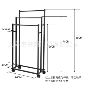 [SG Ready Stock]Floor Towel Rack With wheels 3-Tier Hanging Bathroom Metal Towel Rack Adjustable Towel Rack
