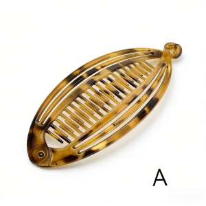 EASY SHOP Fashion Seamless Banana Hair Clip with tortoiseshell black and amber colors for securing ponytails.