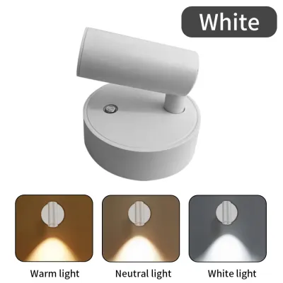LED Wall Lights Magnetic Base Wireless Three Colors Wall Lamps USB Rechargeable Wall Mounted Cabinet Spotlight Touch Dimmable Bedside Lamp for Room Bedroom Reading Night Light