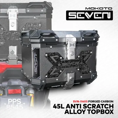 SEVEN SERIES 45L ALLOY TOP BOX X DESIGN V1 ANTI SCRATCH 45LITER REAR HEAVY DUTY TAIL BOX UNIVERSAL FOR MOTORCYCLE