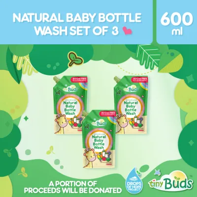 Tiny Buds Natural Baby Bottle Nipple and Utensil Wash 600ml Set of 3