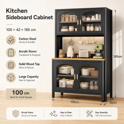 YOYO Modern Kitchen Storage Cabinet with PC Doors Multi Layer Pantry Cabinet Food Organizer Cupboard Home Kitchen Rack Storage Furniture