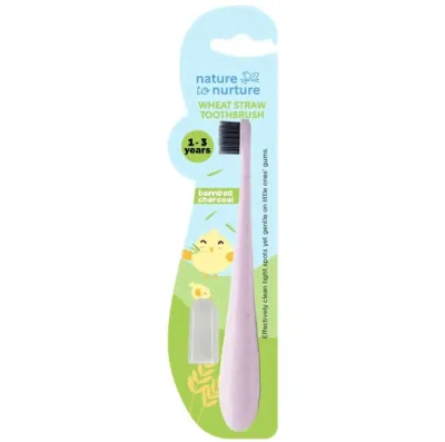 Nature to Nurture Wheat Straw Bamboo Charcoal Toothbrush With Cover 1 To 3 Yrs Old