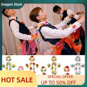 Dragon 4 cái bộ Hawaii Hoa Leis Vòng Hoa Vòng Hoa Vòng Hoa Cánh Hoa Headband Vòng Đeo Tay Bãi Biển Đảng Trang Trí Nội Thất Đám Cưới Mặc Quần Áo Phụ Kiện