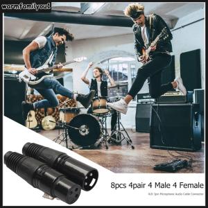 【New Arrival】 สีดำ 8 ชิ้น 4 ชาย 4 หญิง XLR 3Pin ไมโครโฟนตัวเชื่อมต่อสายเคเบิลปลั๊ก