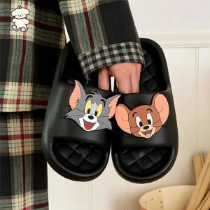 WY-XIXITIAO Indoor slippers Slippers Summer New Cute Jerry and Tom Casual One-Strap Sandals for Men and Women Home Slippers