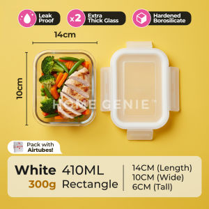 Lunch Box Heat Resistant Borosilicate Glass Container Thick Durable Build Food Storage Sealing Lid by Home Genie