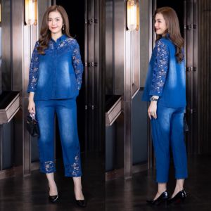 ชุดเซ็ทกางเกงผ้ายีนส์ฟอกเนื้อหนาเกรดพรีเมี่ยม อก ฟรีไซส์ 46” อว ยางยืดรอบเอว 28"-42" เนื้อผ้านิ่มยืดหยุ่นได้ 2”-4" ผ้าดีค่ะเนื้อผ้ามีความนุ่ม ใส่สบาย Cutie Minute