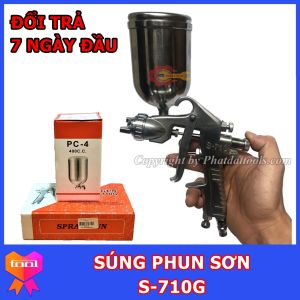 Súng phun sơn S710G Nhật Bản - Béc phun 1.5mm 8 lỗ gió 14 lỗ xé sơn - Dung Tích Cốc 400ml