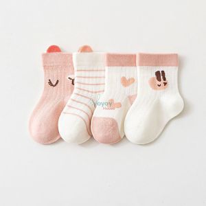 YOYOY 4pairs Baby socks set breathable cotton newborn toddler socks seamless toe cartoon