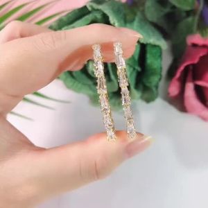 SEQUITO Elegant Gold Color Large Round Circle Loop Hoop Earring Pave Setting Clear Cubic Zirconia Women Statement Fashion Ear Jewelry for Female SE140
