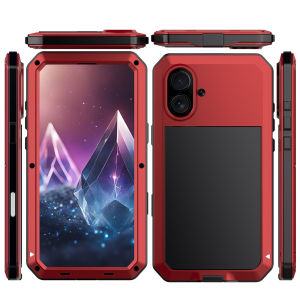 Heavy Duty Armor Aluminum Metal Case For iPhone 16 15 14 Plus 13 12 Mini 11 Pro Max XS XR 8 7 Shockproof Cover Screen Protector