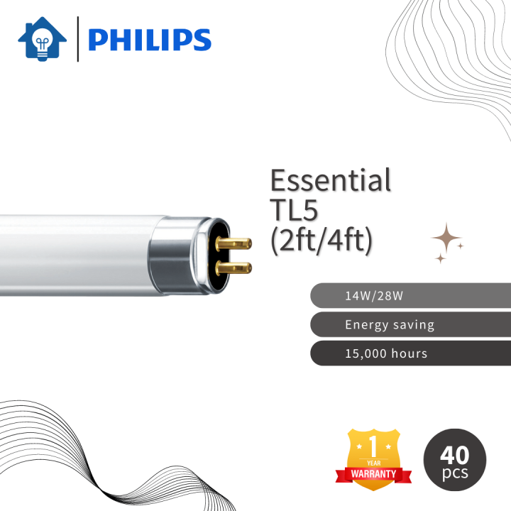 Philips Essential TL5 14W 28W T5 Fluorescent Tube ( 40 pcs ) | Lazada