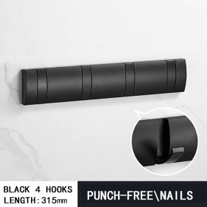 HKStorage Black Golden Robe Hooks Folding Towel Hanger Nail Free Installation Wall Hooks Coat Clothes Holder for Bathroom Back Door Hook