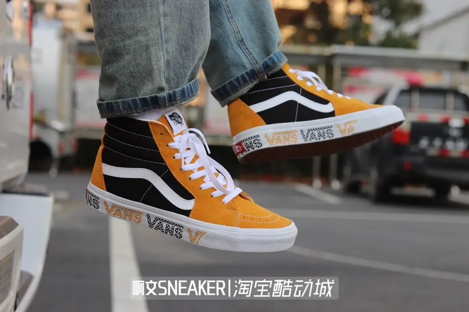 Yellow and black high best sale top vans