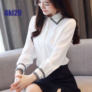 Aki20เสื้อสำหรับผู้หญิง2024การออกแบบใหม่สไตล์เกาหลีเสื้อชีฟองหลวมเสื้อลำลองผู้หญิงเสื้อแขนยาวผู้หญิงเสื้อเสื้อแฟชั่นผญ2024เสื้อครอปเสื้อยืด ผญสวย ๆ